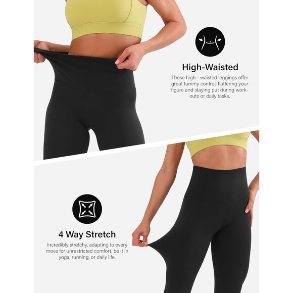 Soft High Waisted Leggings: Non See Through Tummy Control Yoga Red Pants - Picture 4 of 6